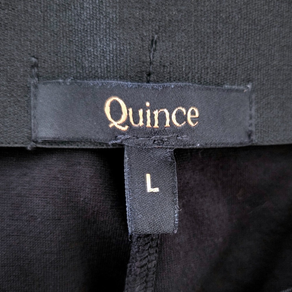 Quince Ultra Stretch Ponte Super Wide Leg Ankle Pant Black L Minimalist Comfort - Picture 5 of 8